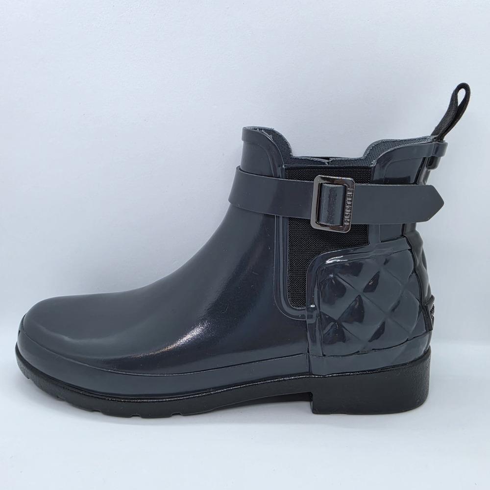 Hunter Original Refined Quilted Chelsea Boots Glossy Slate Gray Women's Size 7 - Picture 8 of 13